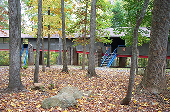 Cabins at Haw River State Park, April 21, 2008.  North Carolina State Parks Collection.