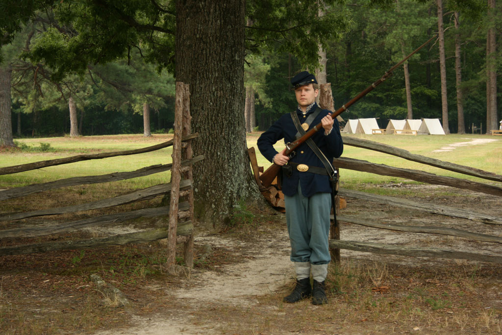 Reenactment Union Soldier Standing Standing Picket