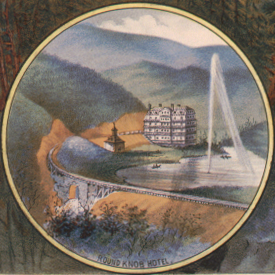 Detail of "Birds eye view of Round Knob. W.N.C.R.R." sketched by Horace Bradly; engd. & printed by C.G. Crawford, N.Y.  circa 1884.