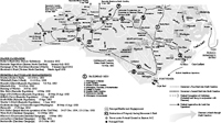 Civil War campaigns and battles. Map by Mark Anderson Moore, courtesy North Carolina Office of Archives and History, Raleigh. (Click to view map.)